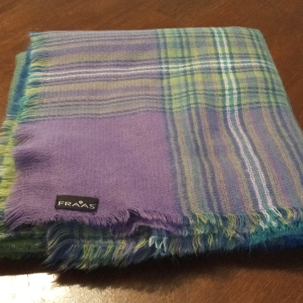 Fraas Rectangular Multi Colored Fringed Wrap Scarf - image 3